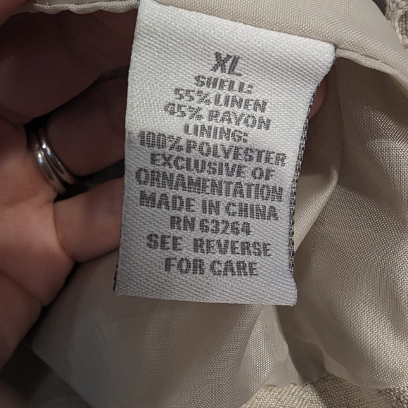 Dressbarn Women's Embroidered beige neutral linen bland Jacket Blazer size XL - Picture 4 of 7